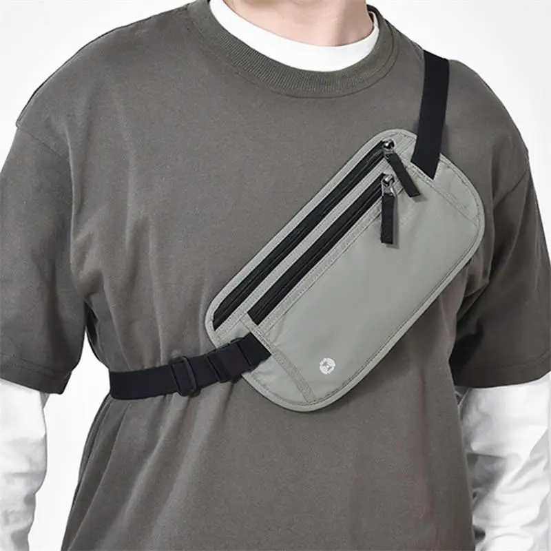 Travel waist bag currency with ultra-thin passport holder RFID blocking travel invisible bag cAsh protection travel documents Z250407