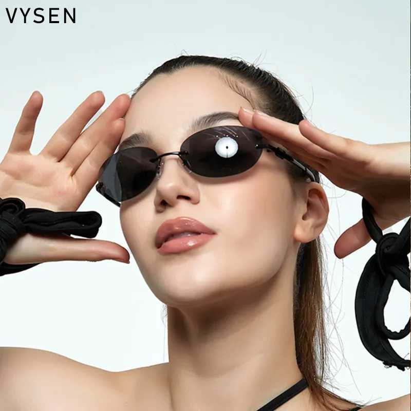 Small frame oval frameless sunglasses mens luxury brand retro round sunglasses womens fashionable frameless sunglasses W250408