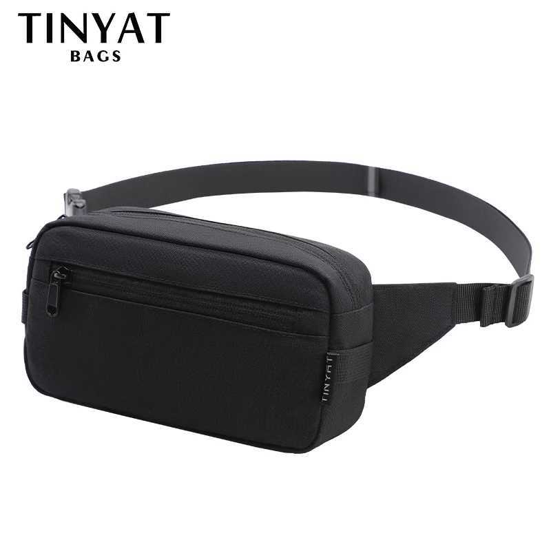 Tinyat Mens Waist Bag Mobile Wallet Travel Big Womens Belt Bag Waterproof Shoulder Bag Black Fanny Bag Bum Bag Z250407