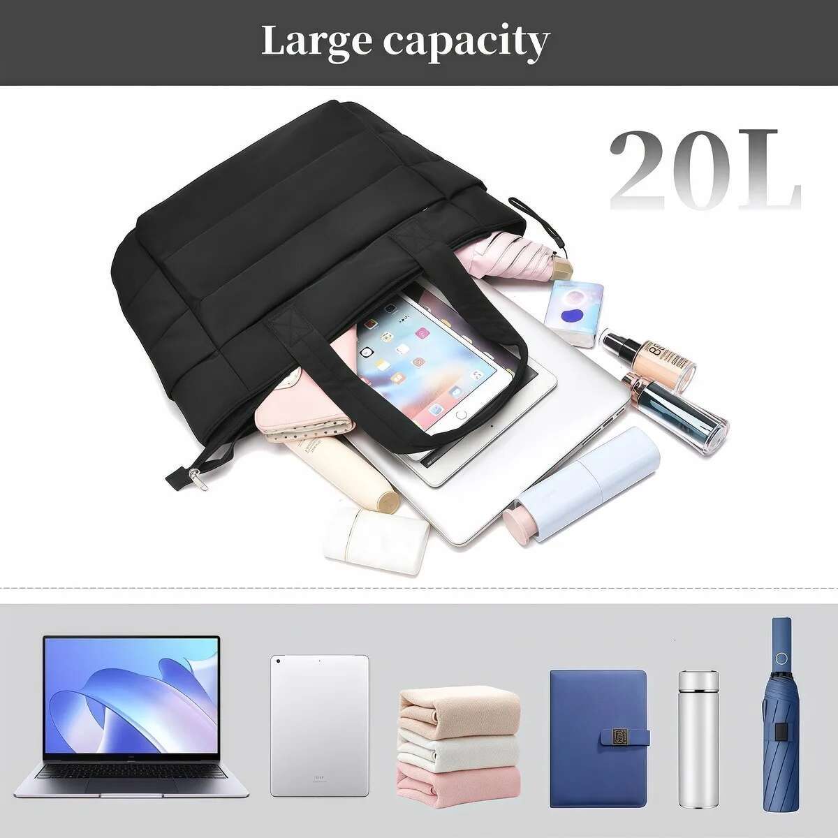 Women s Large Capacity Solid Color Tote Bag Versatile Handbag For Commuter Work Student Class Shopping Bag Liu