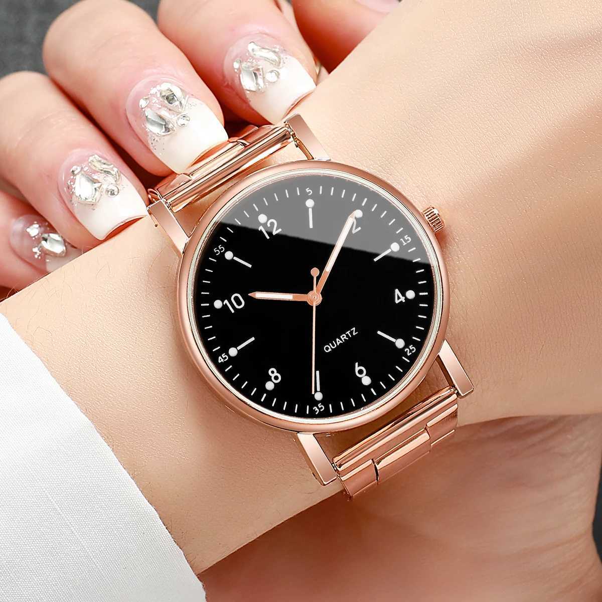 Fashion Arabic Dial Women Quartz Watch Casual Alloy Band Wristwatch for Ladies Clock Reloj MujerWithout BoxT250408