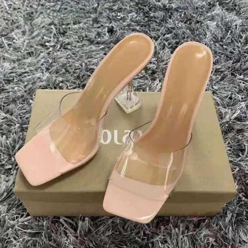 Transparent PVC sandals for women Pointed transparent crystal cup high heels slim heels sexy pump summer shoes wet toe womens pump size 43XJ250407