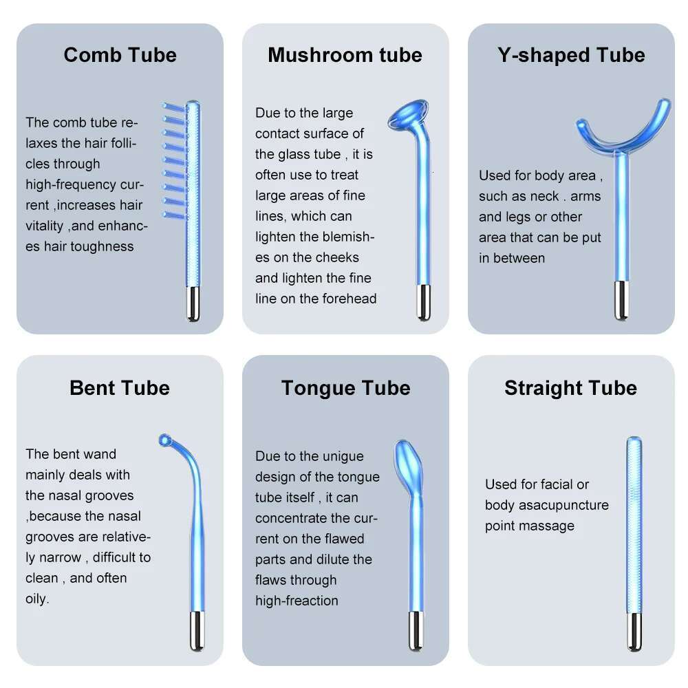 High Frequency Electrode Glass Tube Electrotherapy Acne Spot Remover Skin Care Home Spa Beauty Facial Therapy Wand