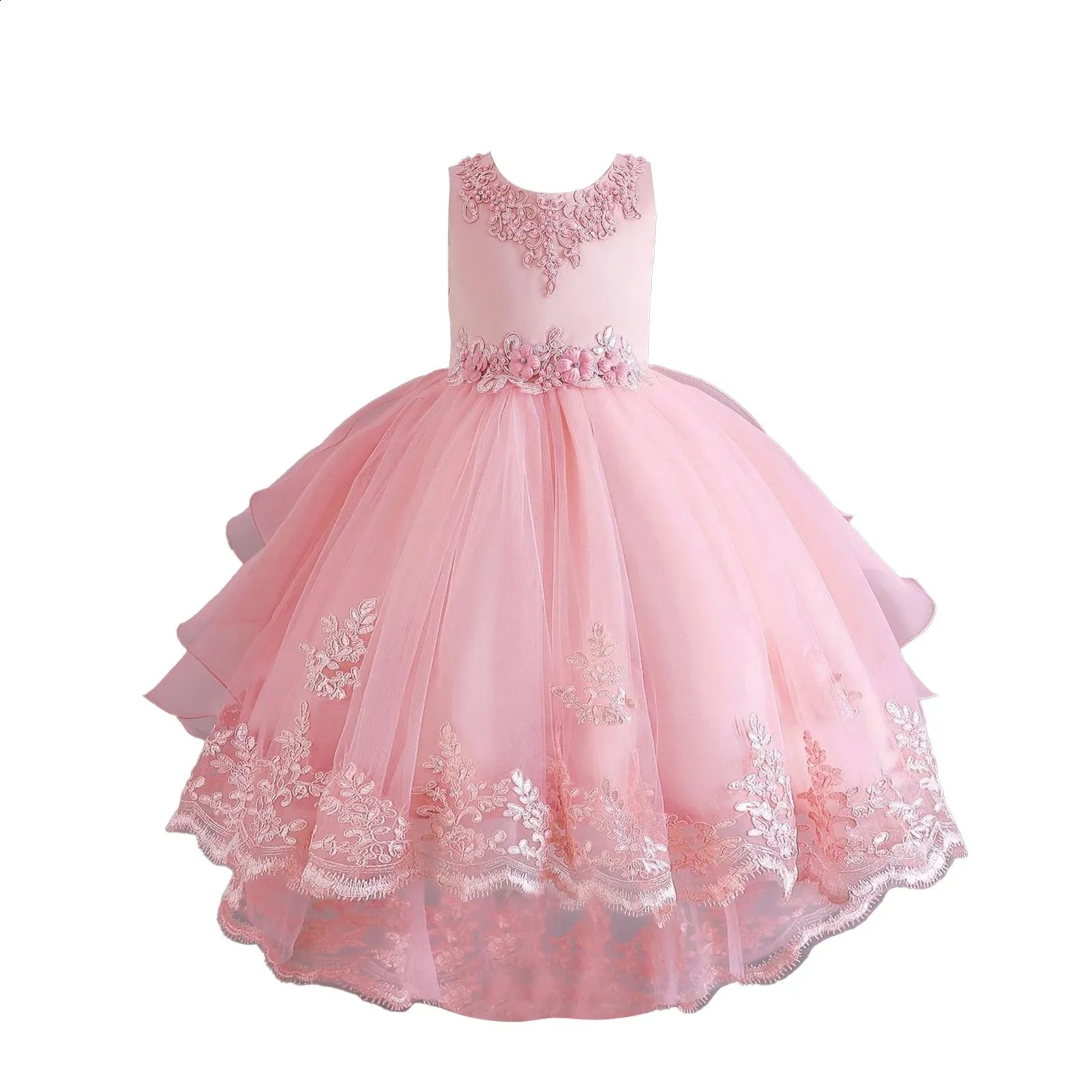 Childrens Dress Train Wedding Dress Girl Flower Child Piano Performance Dress Kids Dress Long Frocks for Girls 4 Years 250408