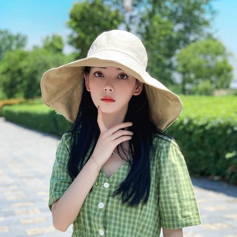Wide Brim UPF 50Womens Sun Hat UV Protection Hiker Folding Summer Solid Beach 2024 Double sided 250326