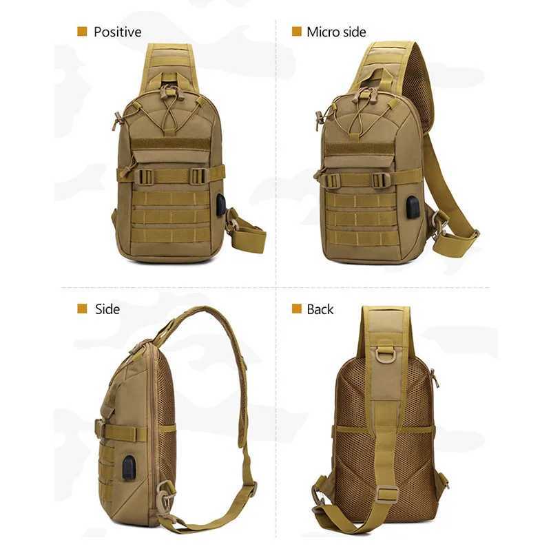 USB Charging Chest Bag Tactical Shoulder Sling Fishing Camping Hiking Bags Travel Duffle Mochila Outdoor Fanny Pack ClimbingC250407