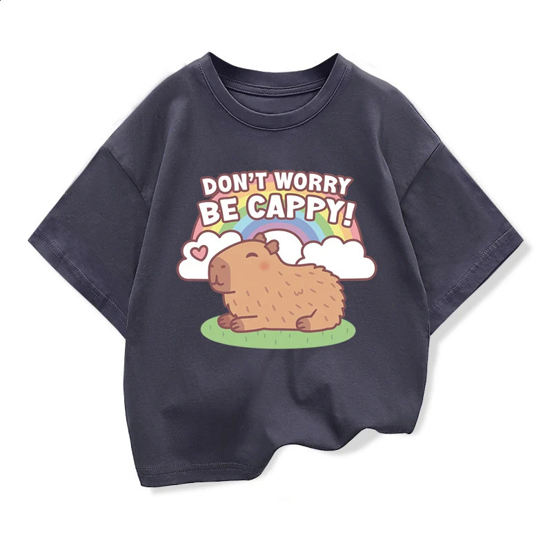 Capibara Kids Clothing Tees Summer Printed Cartoon Fashion Short Sleeve Boys T-shirt n Childrens O-neck T Shirts 250408