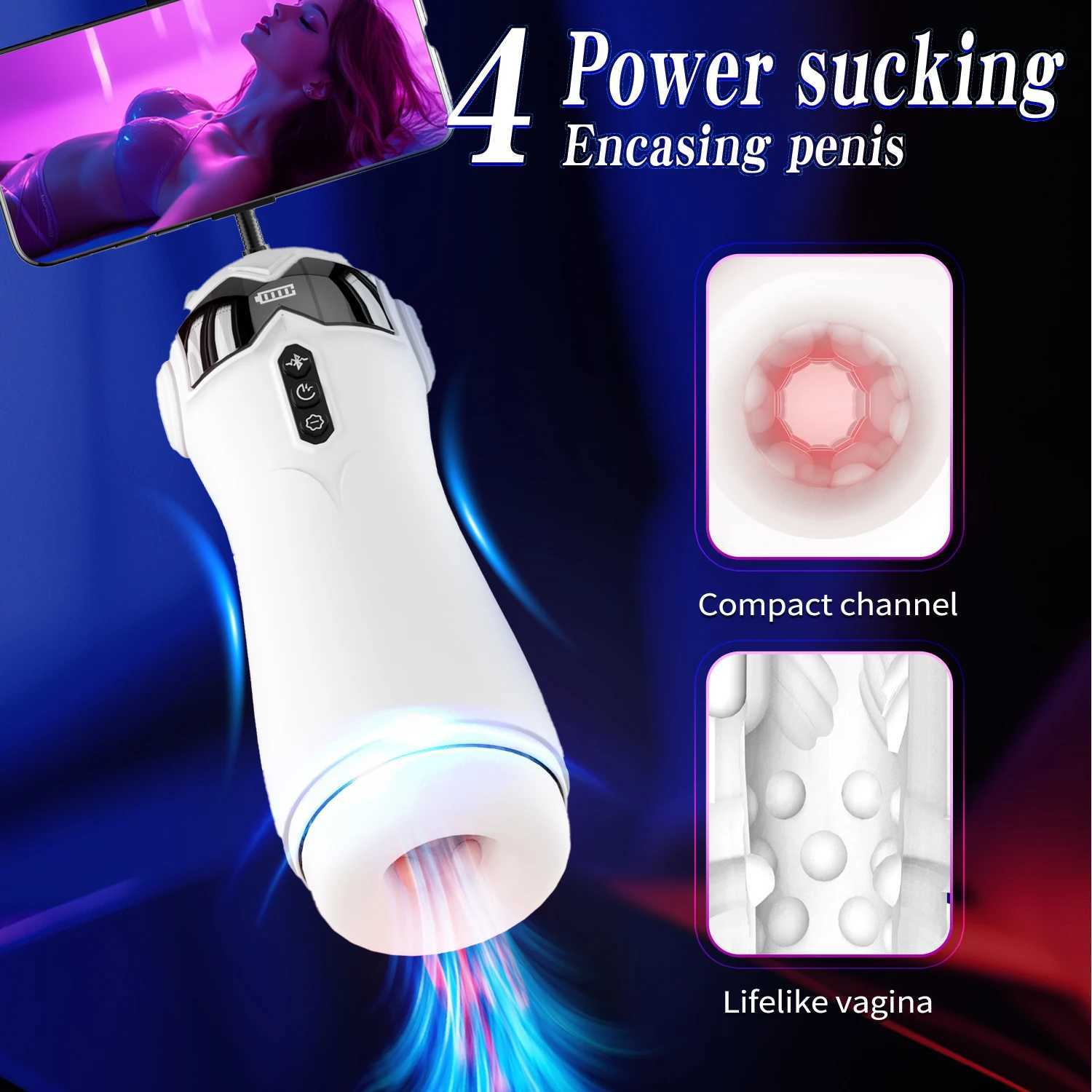Automatic Sucking Male Vibration Masturbator Male Heating Masturbation Cup Vaginal Sex Toys for Men Adult GoodsW250408