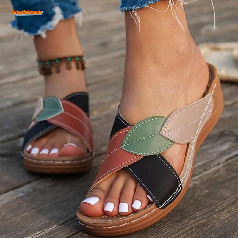 Summer Party Shoes Slides Ladies Wedge Sandals Woman Non-Slip Footwear Women Slippers Female ddmykukumalu