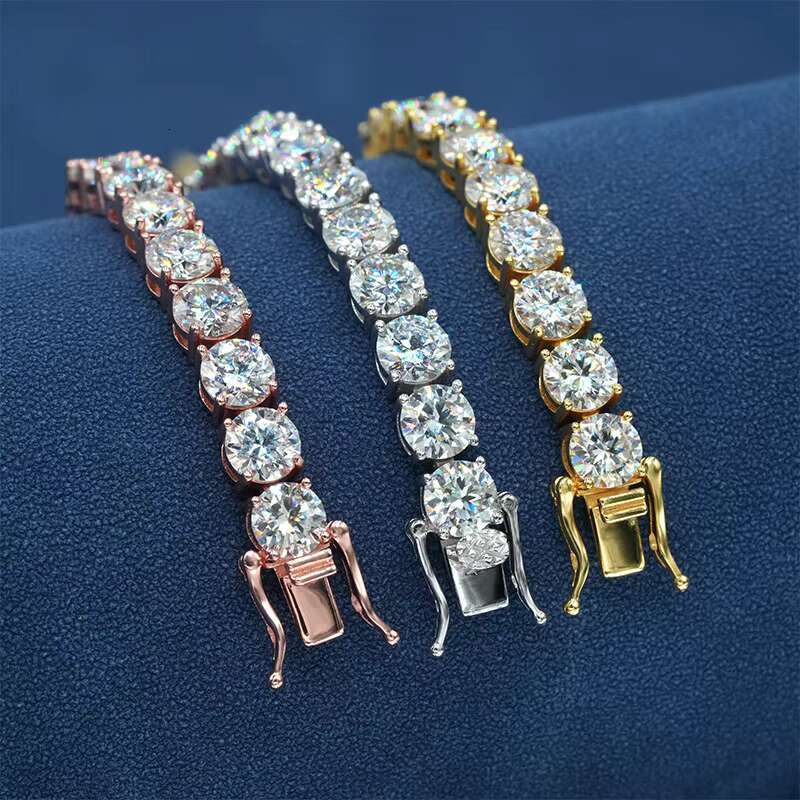 Fine Jewelry 4mm D VVSTennis Bracelet 18K White Gold S925 Silver Bracelet Mossanite Diamond Chain Paving Moissanite Tennis Chain