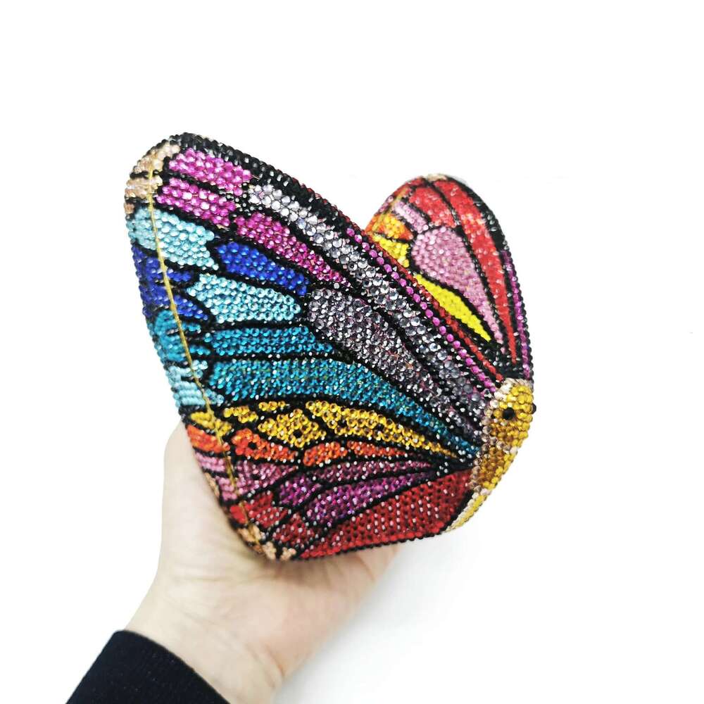 XIYUAN Butterfly Shaped Crystal Evening Women Rhie Day Clutches Wedding Clutch Party Gems Purse Bags