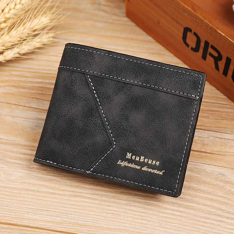 New Mens PU Leather Wallet Short Mens Wallet Card 2024 Top Vintage Male Small Wallet Coin Purse H2511071