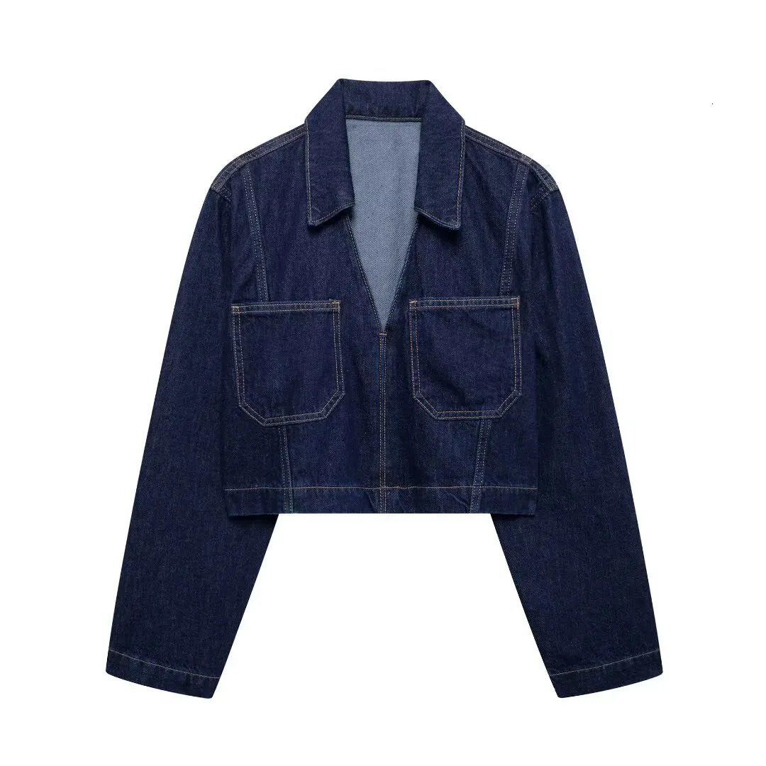 Autumn Womens Fashion Warm and Casual Large Pocket Denim Jacket 250407