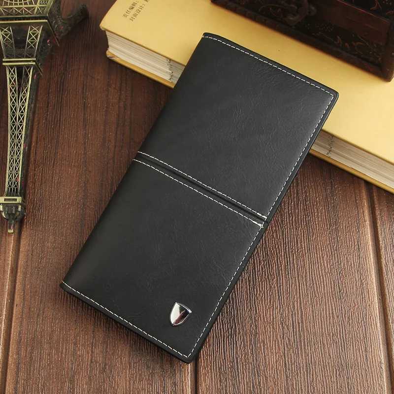 Mens Leather Wallet ID Card Holder Purse Checkbook Long Clutch Bifold Business Money Bag Man Wallets Cartera Hombre Carteras H2511071