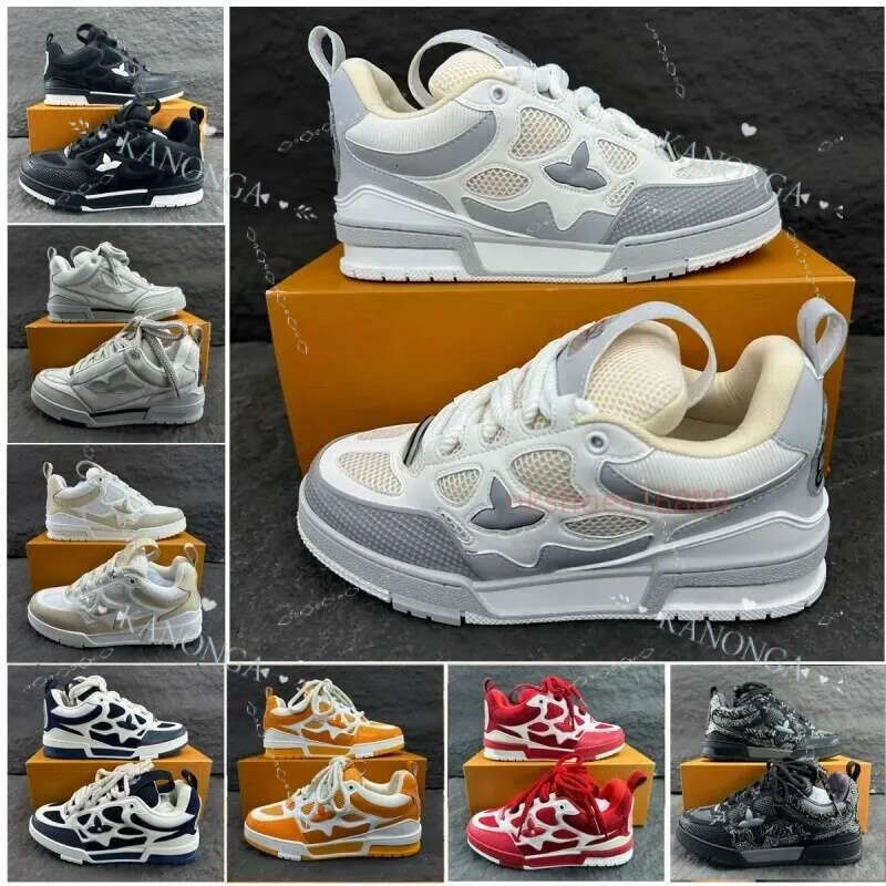 2026Skates Designer Sneakers Luxury Mens Trainers Sneaker Casual Runner Shoe Outdoor A Leather Flower Skates Tennis Women Fashion Men Shoes Size 35-45