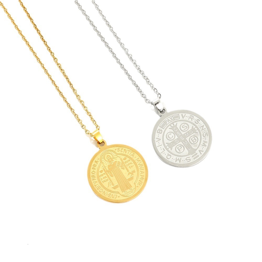 Benedict's Exorcist Saint Stainless Steel Pendant Personalized God Round Brand Trendy Necklace
