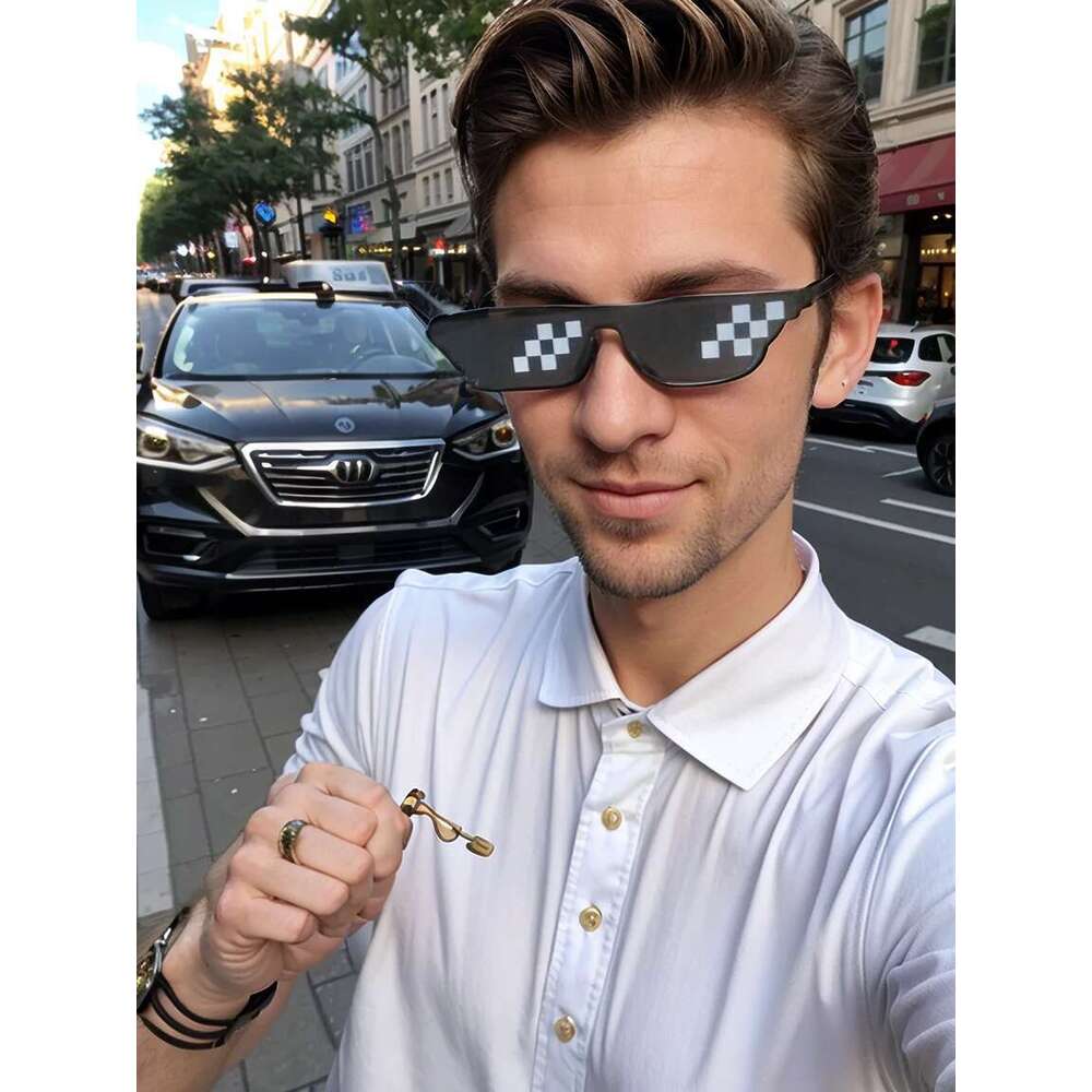 Mosaic Sunglasses Vintage Shades Eyewear For Men Pixelated Sun glasses Funny Women Glasses Birthday Wedding Party Cosplay Favors