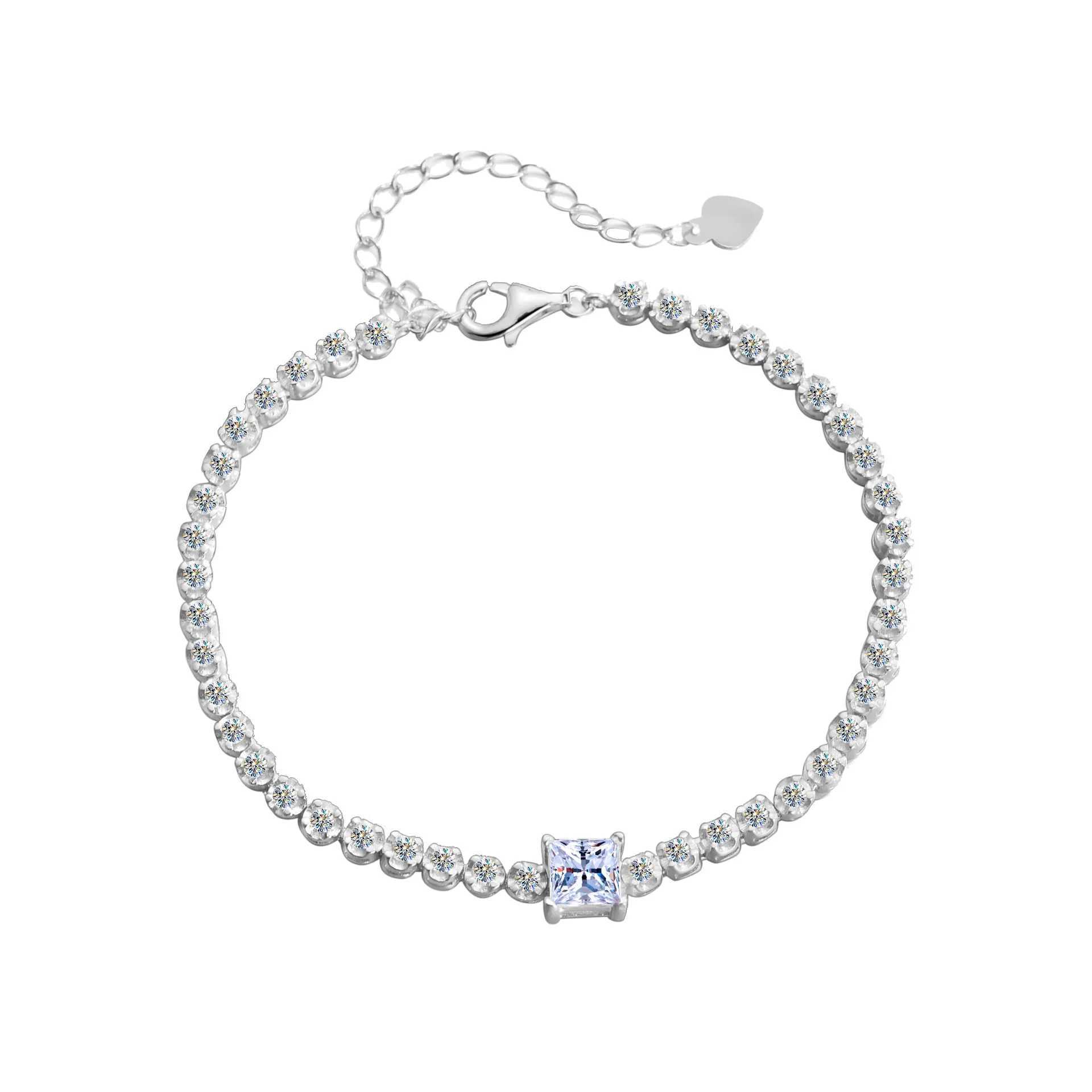 1ct D Color Princ Cut GRA Tennis Moissanite Bracelet For Wen 925 Sterling Silver Diamond Jewelry Anniversary Gift BraceletsC250408