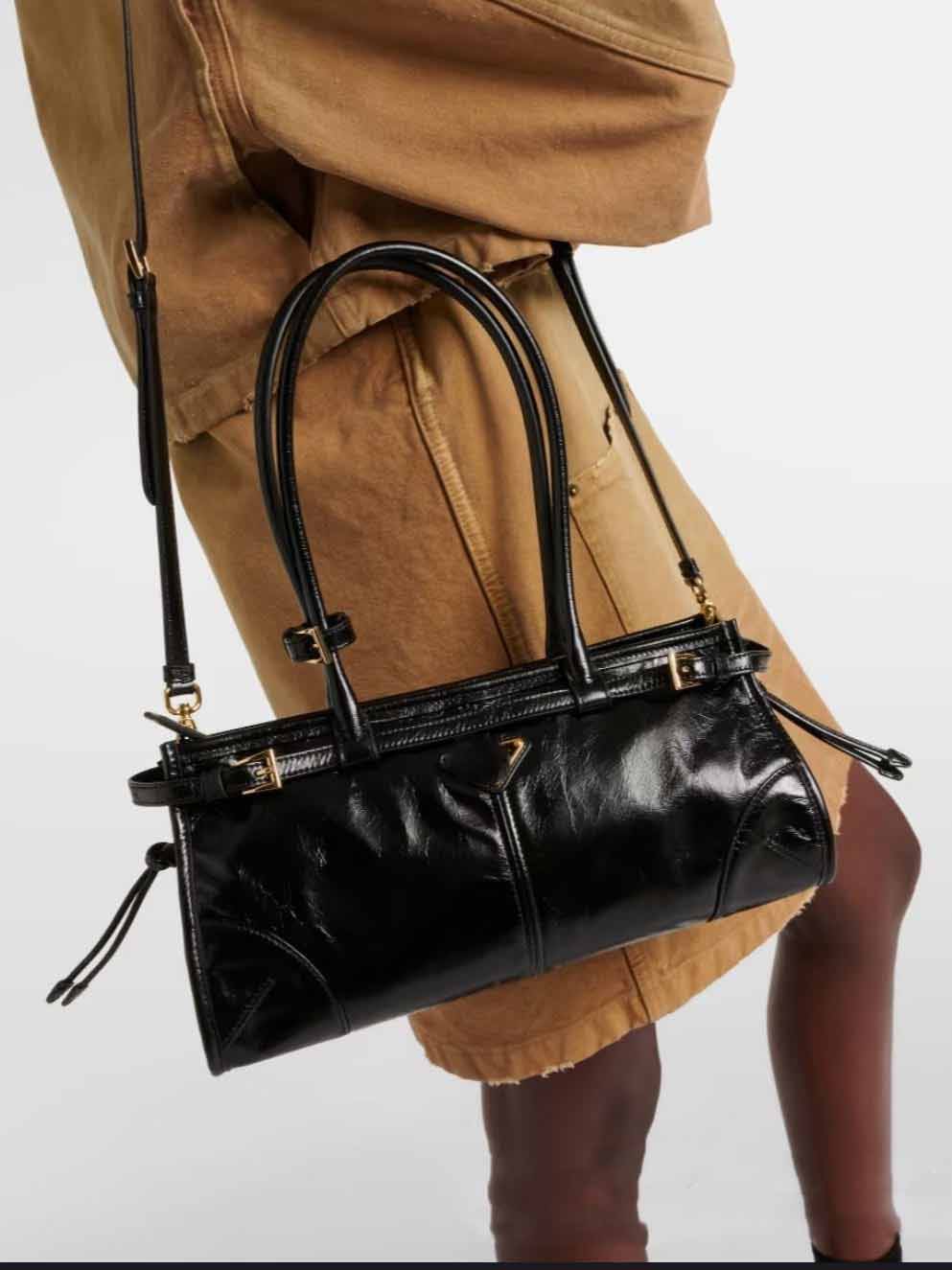 New Soft Lux Boston Baguette Retro Motorcycle Style Top Layer Oil Wax Leather Women's Crossbody Shoulder Bag