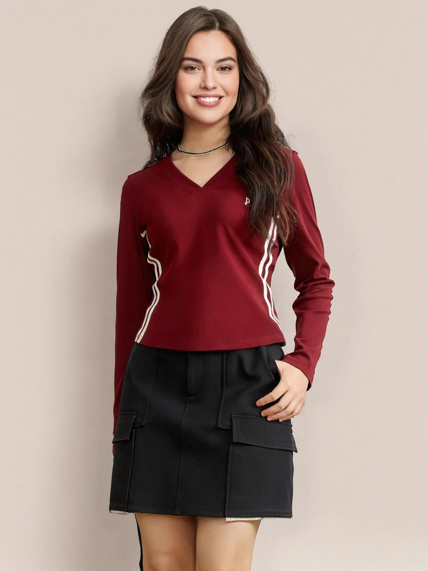 DUSHU 3 colors Womens Casual Long Sleeve Top Spring Grey Short Sports Style Ultra Thin Tshirt 25DS81219 250407