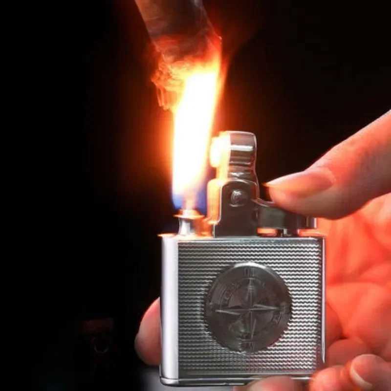 Luxury retro copper waterproof and windproof Kerosene cigarette lighter cigar lighter mens smoking tool mens gift small toolXJ250407