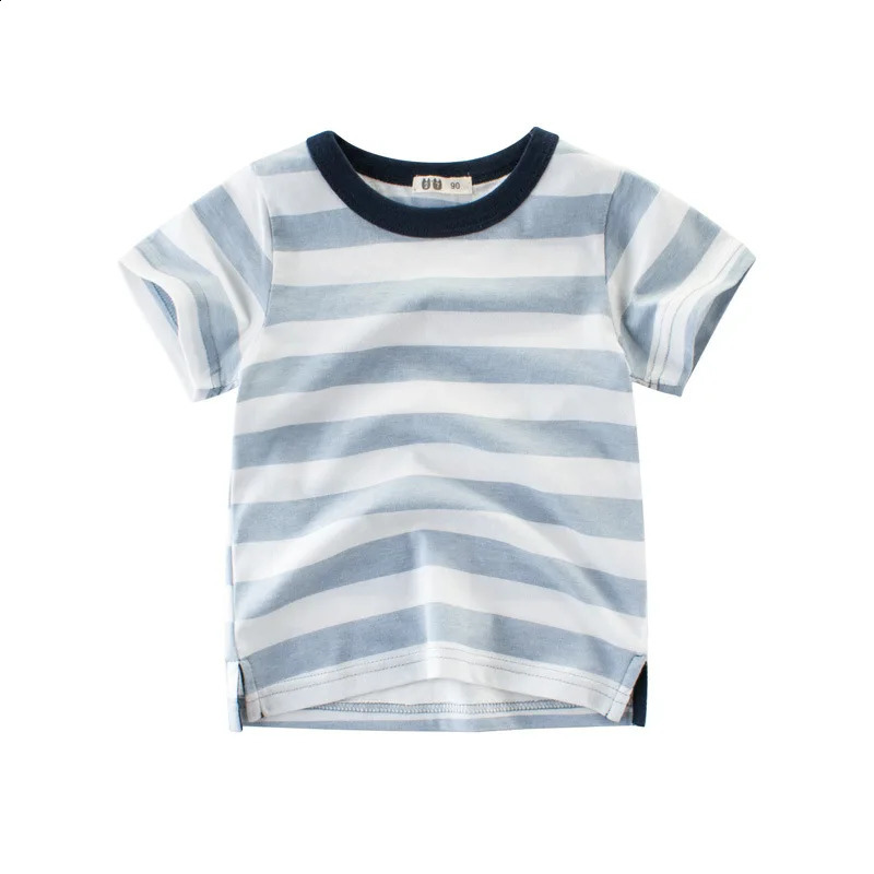 OLEKID 2025 Summer Stripe Children Boys T-shirts Printed Letter 2-8 Years Kids Little Boy Tops Short Sleeve Toddler Tees Clothes 250408