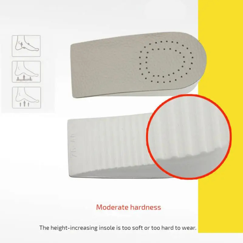 Invisible Height Increased Insoles For Men Elevator Shoes Inserts Half Breathable Leather Heightening Insole Lift Heel Insoles 250407