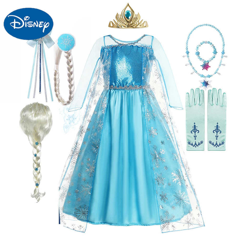 Disney Snow Princess childrens clothing luxury sequin mesh fancy birthday carnival role-playing childrens clothing stage display set X250408