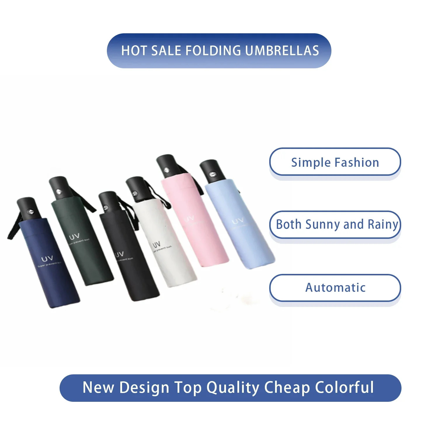 8rib travel umbrella windproof multicolor automatically opens and closes 250408