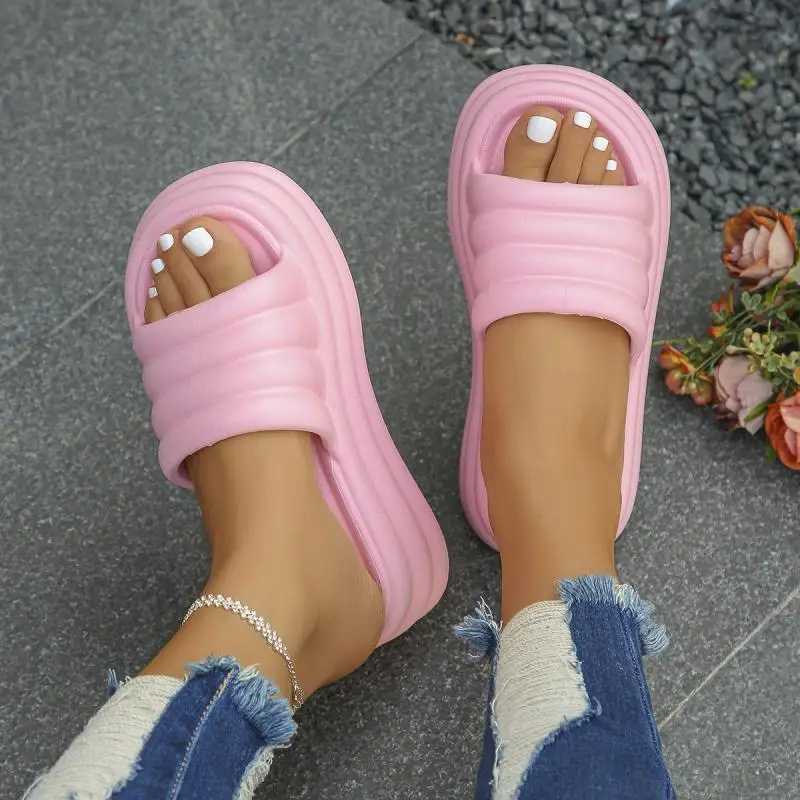 Sexy pink platform wedge slider womens Fi thick beach slider 2024 summer high-quality womens EVA N-Slip outdoor sandalsXJ250407