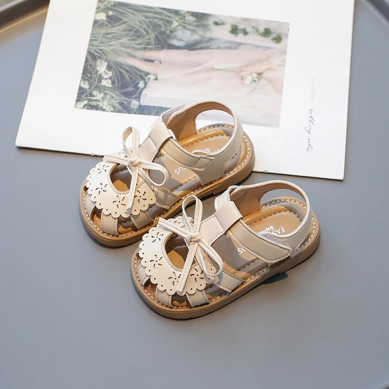 Girls Summer Breathable Hollowing Lace Princess Sandals Baby Girl Non-slip Soft Bottom Flat Casual Beach Shoes 21-30 250407