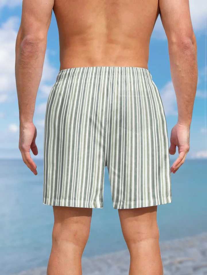 3D printed mens swim trunks quick drying mens swimsuits mens striped swimsuits with pockets swimming sets chessboardXJ250407