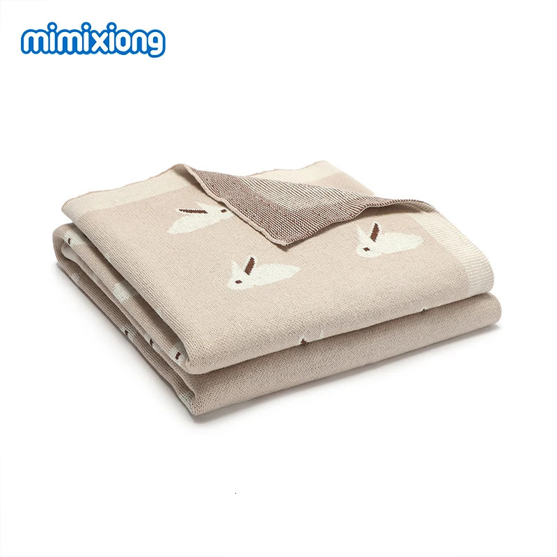 Baby Cotton Blankets born Boys Girls Easter Rabbit Knitted Swaddle Wrap Covers for Stroller Bedding 100*80cm Infant Play Mats 250408
