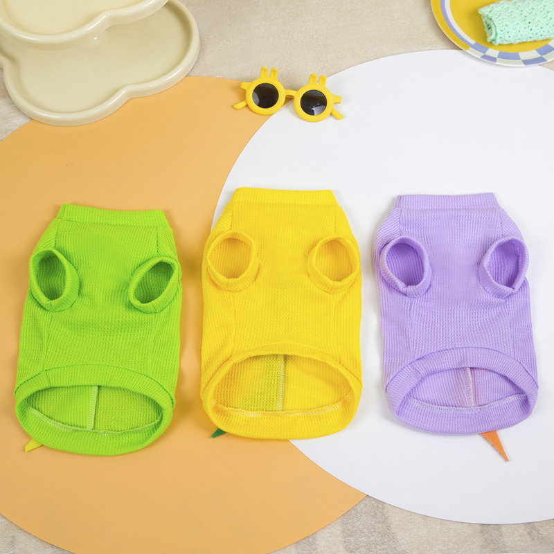 Dog Shirts Elastic Mesh Pet Shirts Little Dinosaur Dog T-Shirt Puppy Dog Sleeveless Vest Lightweight Cool Pet Clothing for Small Medium Dogs Summer Ap