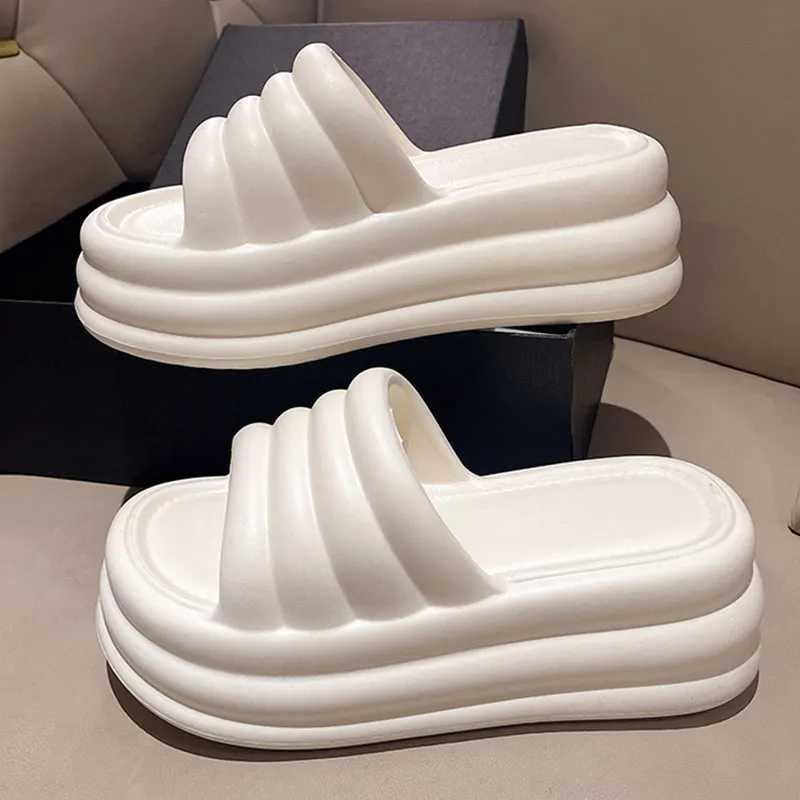Womens platform slider outdoor solid color summer slider womens Fi Ins home anti slip slider shoesXJ250407