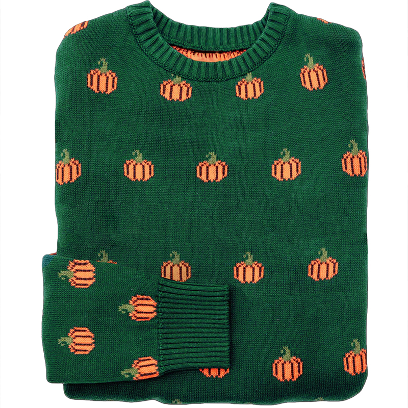 Women's new color-matching sweater, Halloween pumpkin jacquard long-sleeved sweater, romantic autumn clothing Valentine's Day outfit for wom