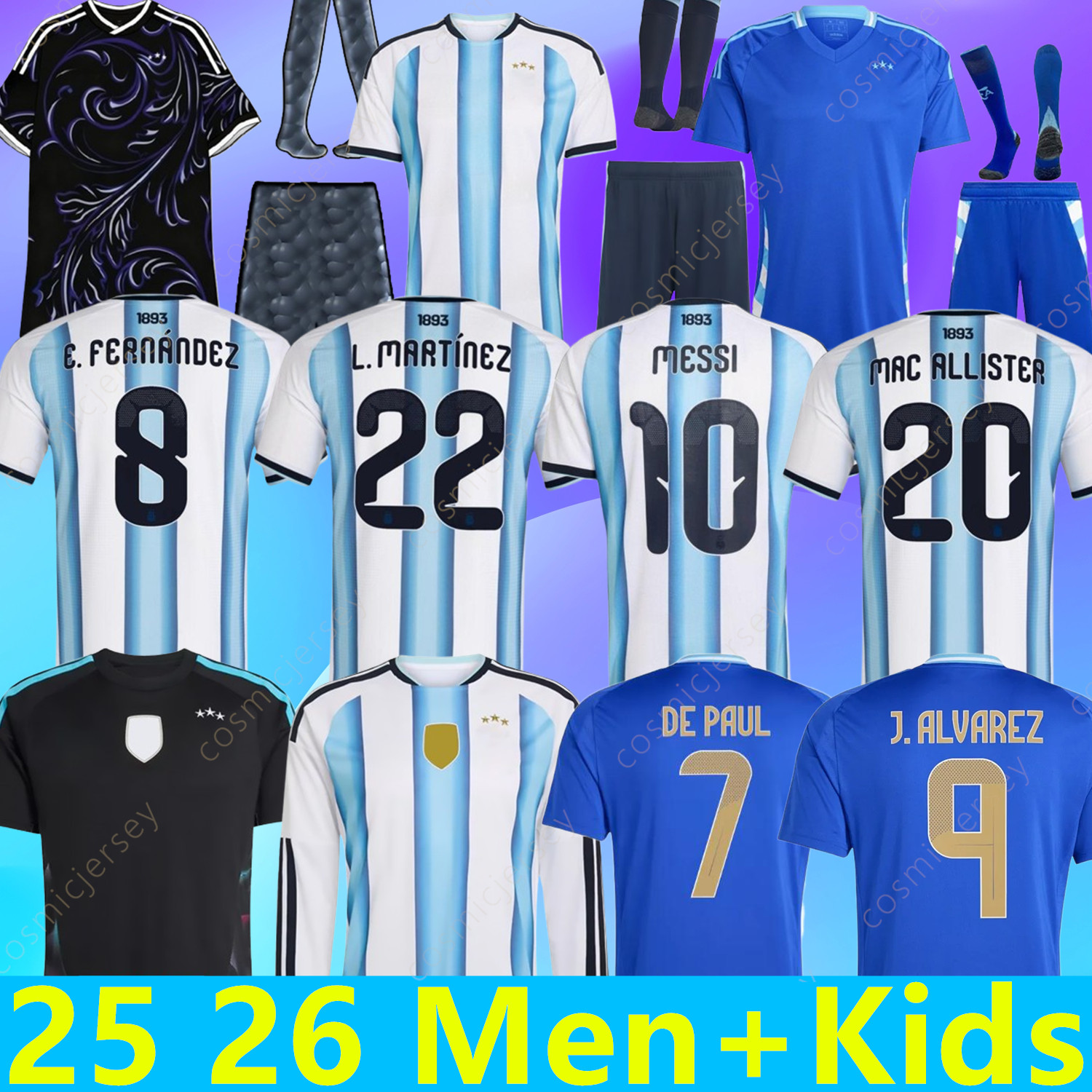 50th Argentinas 25 26 Football Jersey MESSIS Soccer Jerseys 2025 2026 MARTINEZ DE PAUL DI MARIA MARADONA MAC ALLISTER FERNANDEZ J.ALVAREZ ALMADA NICO Men Kids Kit