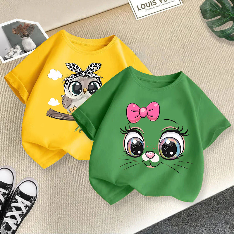 Ddmyshoesvip Girls T Shirt Short New Western Style Top Boys Half Sleeved Children S Summer Clothing