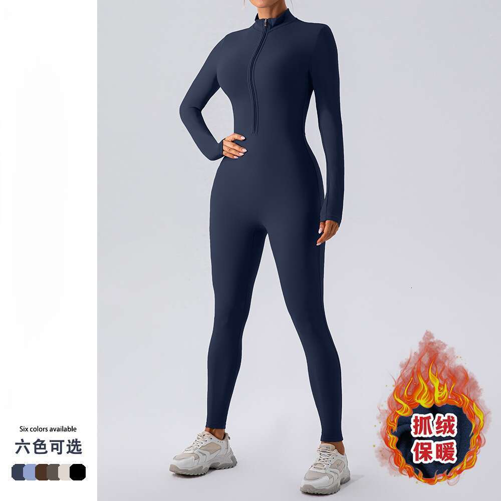 European American popular winter veet with yoga clothes, long sleeves warmth, worn fiess sports, jumpsuit for women, 2025 new style, chic and elegant 