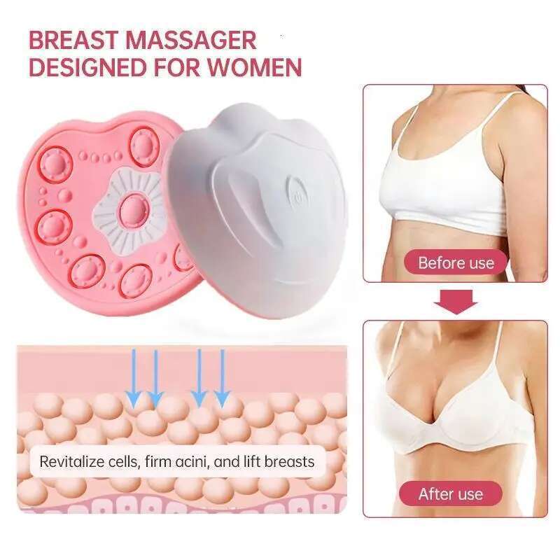 Wireless Vibration Chest Massager Breast Enhancement Instrument Red Light Therapybreast Massage Pads With Hot Compress