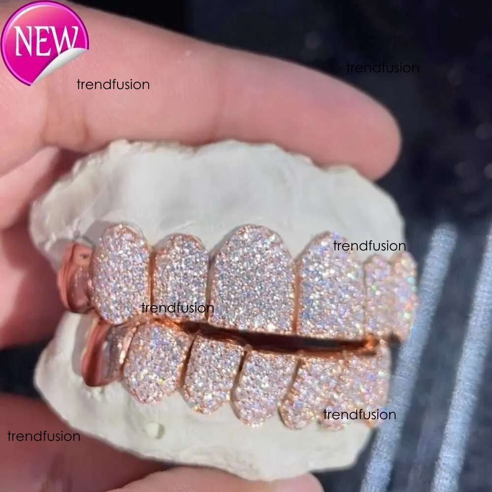 Iced Out Hip Hop Teeth Pass Dia Tester Rose Gold Sterg Sliver Custom Vvs Moissanite Grillz