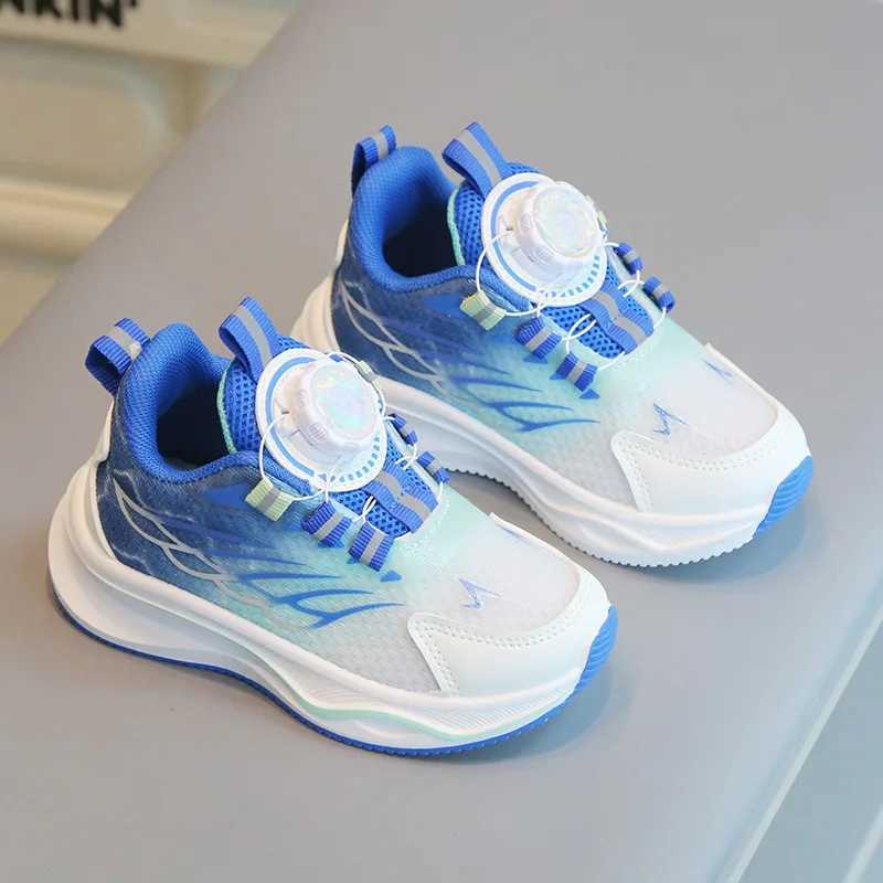 Tenis childrens shoes casual sports shoes for boys and girls rotating button running shoes for girls soft soled mesh Braeatable shoes for girls W25040