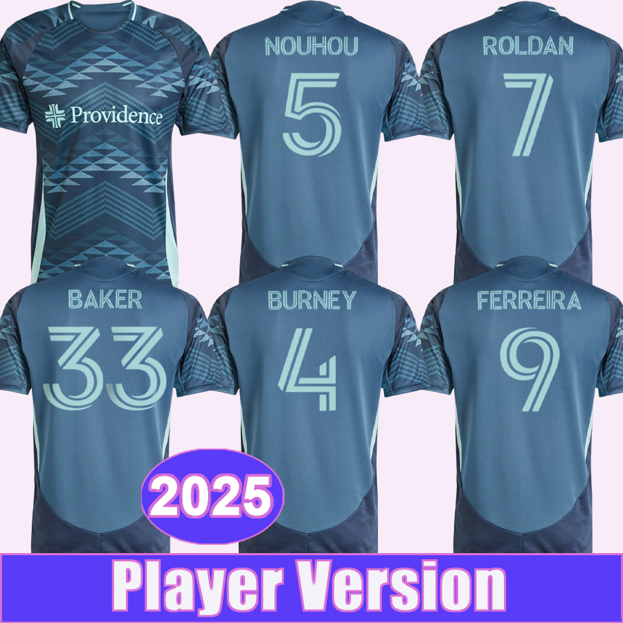2025 Seattle Player Version Mens Soccer Jerseys Sounders BURNEY NOUHOU FREI FERREIRA MORRIS MUSOVSKI Away Football Shirt Short Sleeve Uniforms