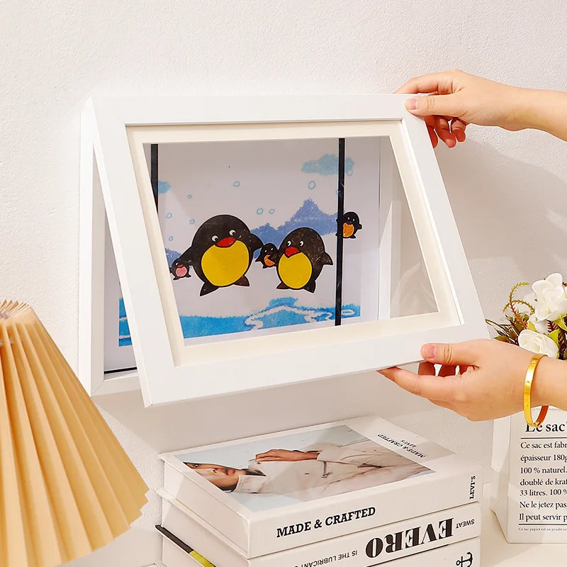 Simple wooden frame A3/A4 picture frame DIY Childrens Exhibition of Paintings Home Decoration Storage Rack 250408