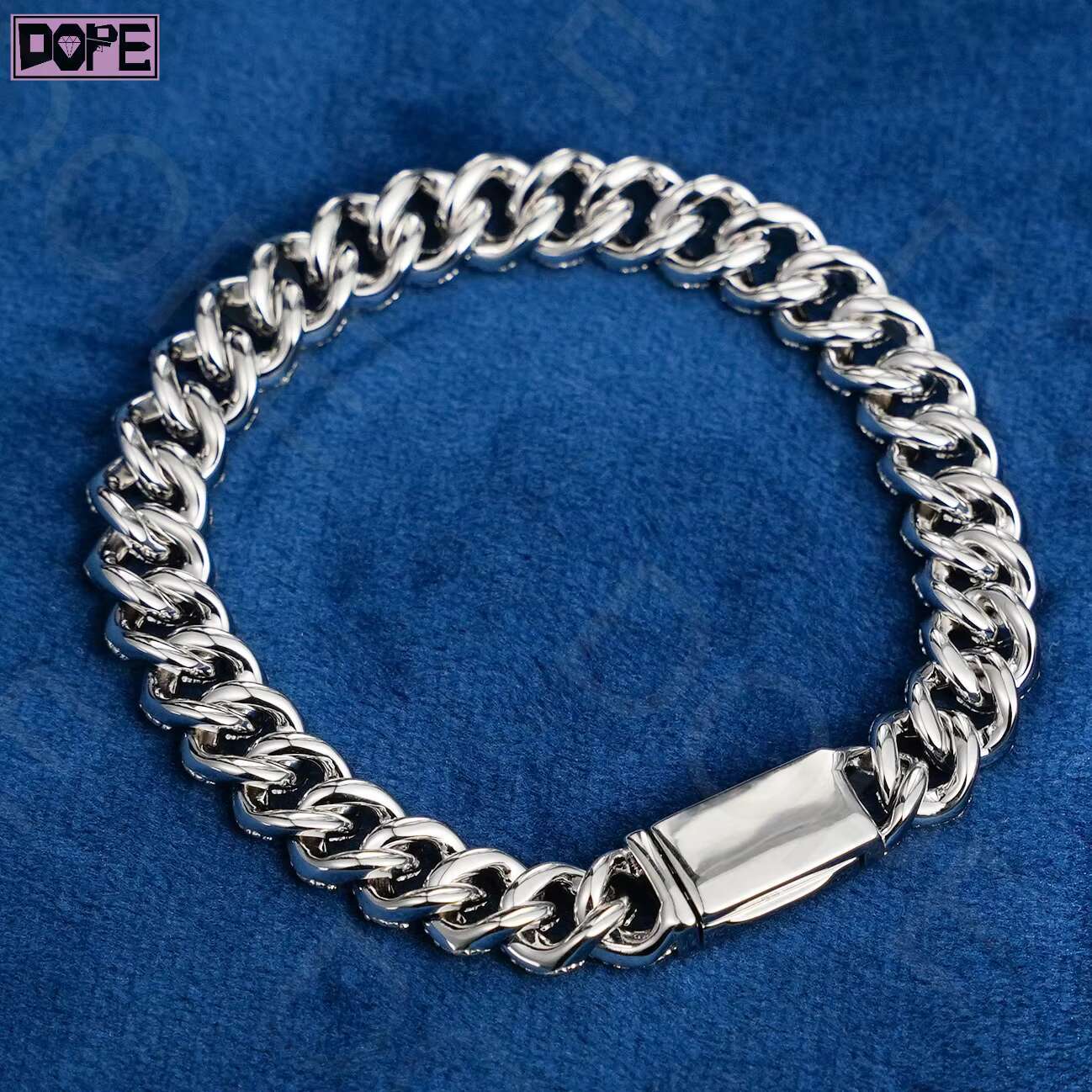 Hip Hop 8mm Moissanite Bracelet 925 Silver Iced Out Miami Men Custom GRA Certified VVS Cuban Link Bracelet