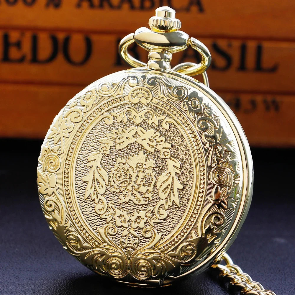 Minimalism Vintage Gold Pocket Watch Antique Quartz Chain Clock Pendant Jewelry Timepiece Gift for Women Men 251107