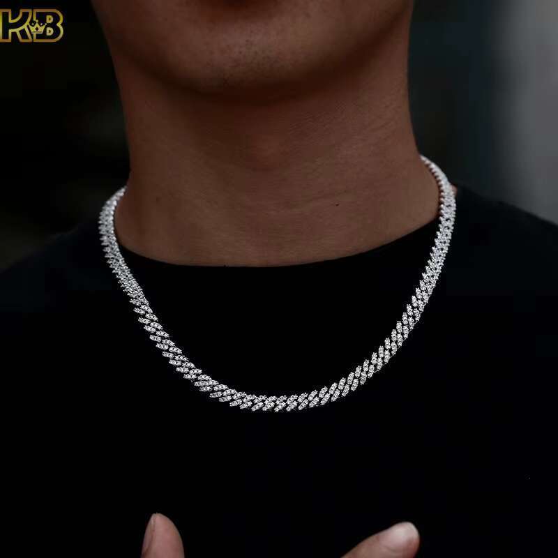 Sier Cuban Chain Necklace Hip Hop Style VVS Moissanite Men's and Women's Chains High Quality Jewelry