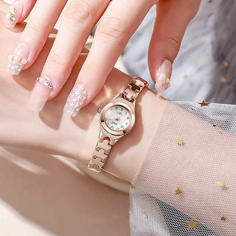 Womens delicate Arabic numeral small dial steel strap quartz watch is suitable for Halloween gifts daily wear etc.T250408