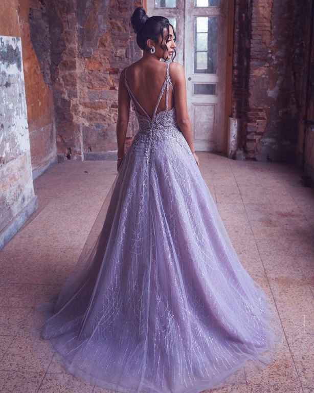 Chic And Elegant Purple Prom Party Dresses With Spaghetti Strap Beads Sequins Appliques Floor Length Plus Size Formal Special Occasion Vestido De Noit