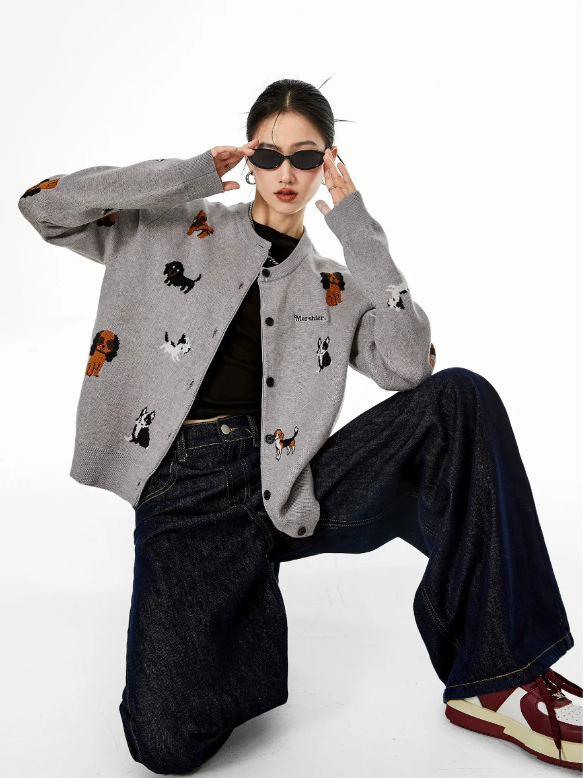 Knitted sweater cardigan woolen womens embryonic fashion single chest versatile American short shirt spring jacket LazyStyle 250407